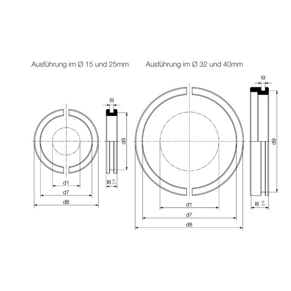 Lieferumfang: 
1 Ringbride (zweiteilig)
1 O-Ring FKM

Material Ringbride: 
44SMn28 (1.0762)

Material O-Ring: 
Fluorkautschuk (FKM)

Temperaturbeständigkeit: 
bis ca. 200°C
