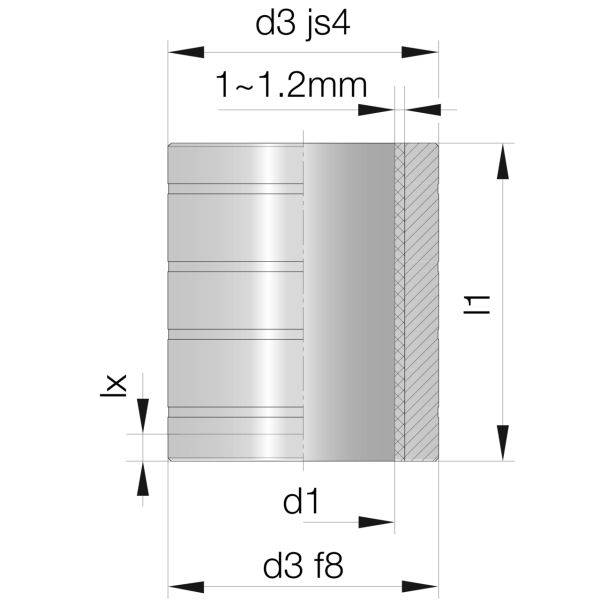 Werkstoff Stahlmantel: 1.0044 (St44-2)
Sitereisen mit Graphit und MoS2
Härte: 170 ± 15 HRB
Schichtdicke: ~1-1,2mm